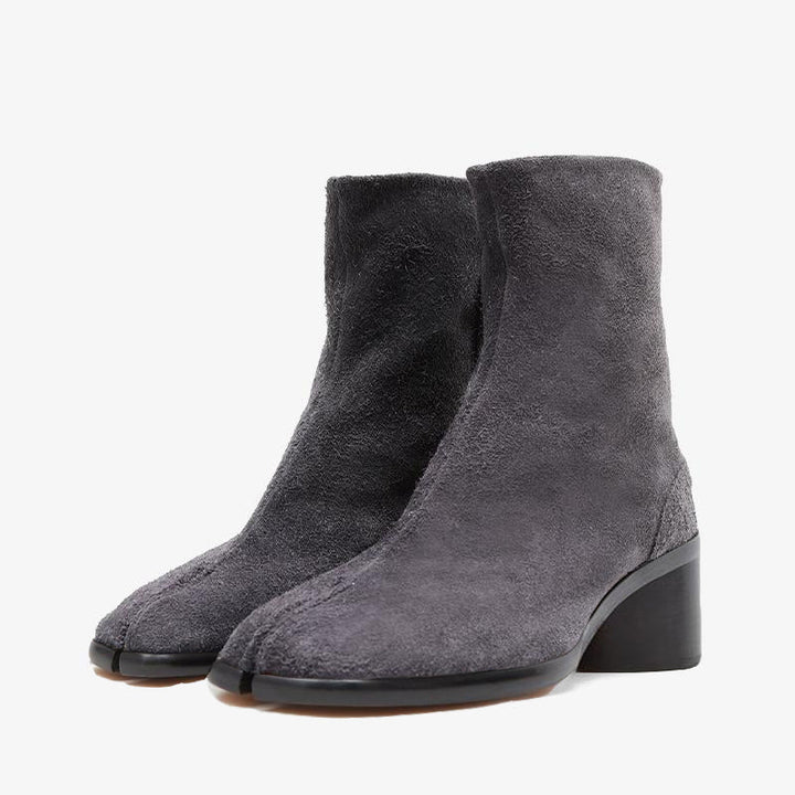 Gray Suede Split-Toe Ankle Boots - Arno Conti Shoe