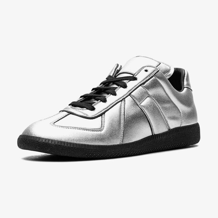 Silver-Tone Lace-Up Sneakers - Arno Conti Shoe