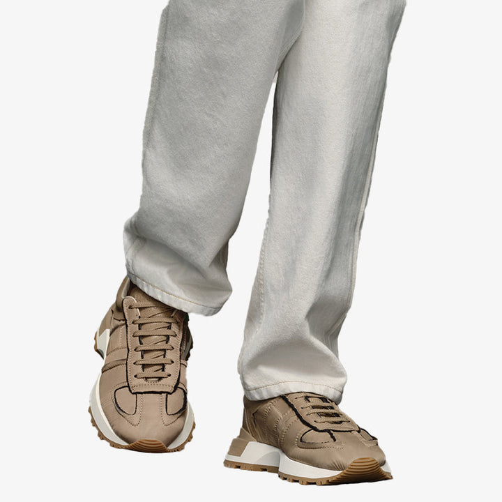 Khaki nylon Sneakers with Layered Sole - Arno Conti Shoe