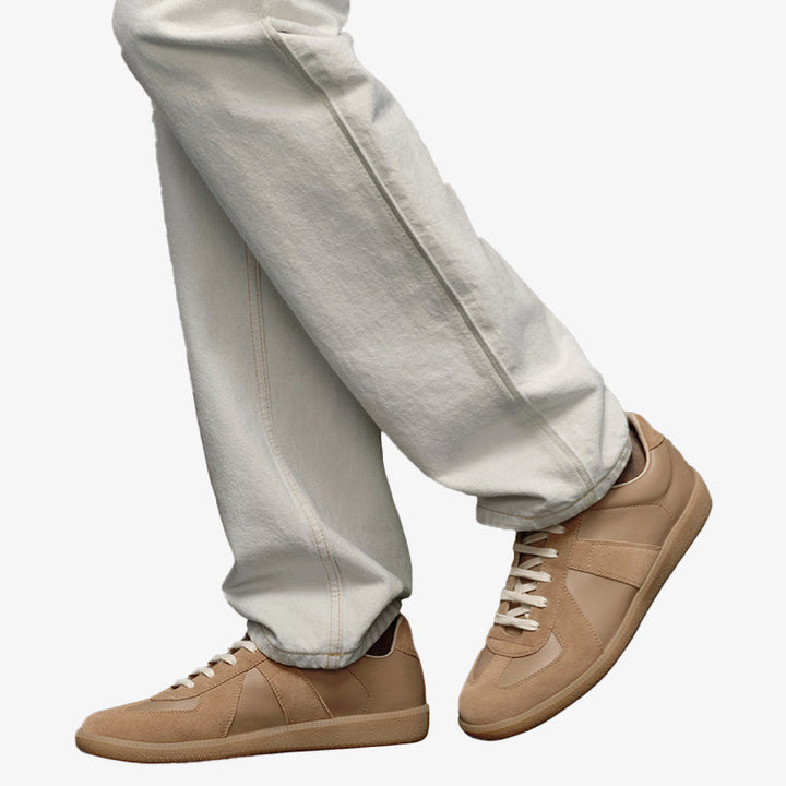 Apricot Leather and Suede Sneakers - Arno Conti Shoe