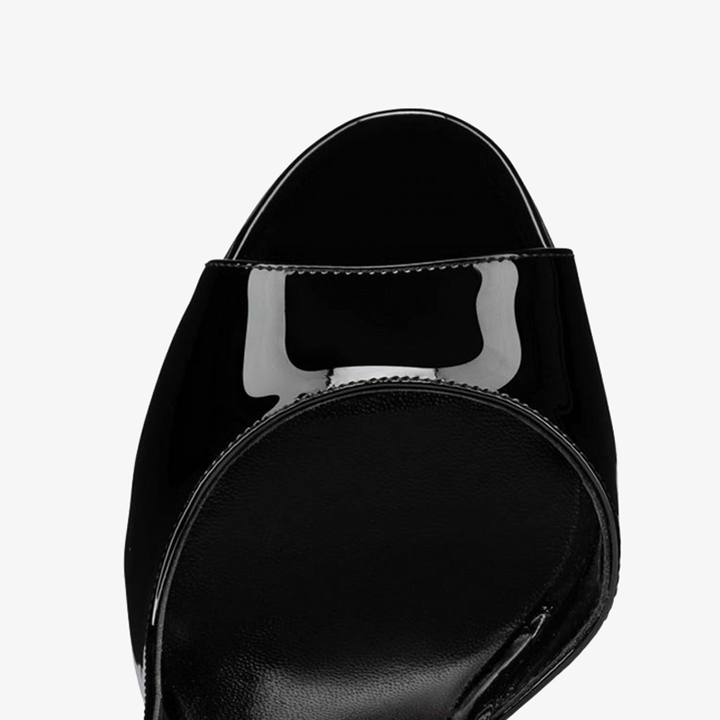 Black Patent Leather Stiletto Sandal - ARNO CONTI