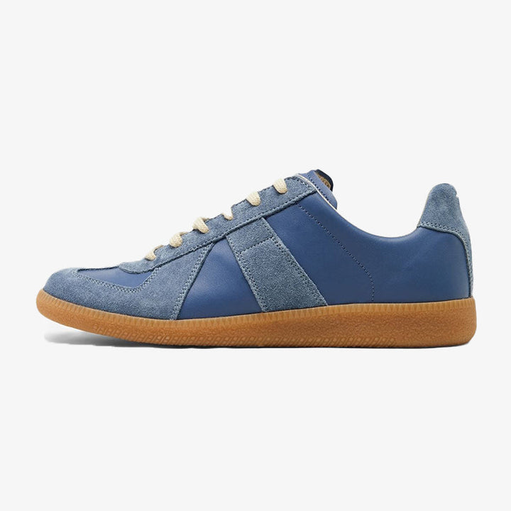 Blue Calf Leather and Suede Sneakers - Arno Conti Shoe