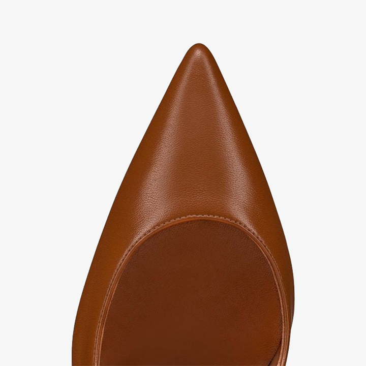 Brown Nappa Leather Cut-Out Heels - ARNO CONTI