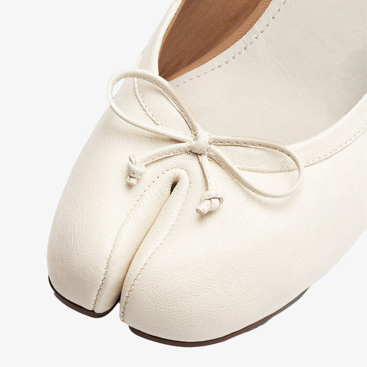 White Split-toe Ballerina Shoes - Arno Conti Shoe