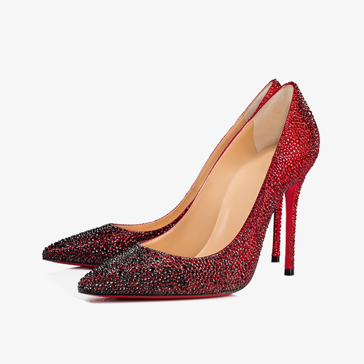 Black and Red Strass Embellished Pumps - ARNO CONTI