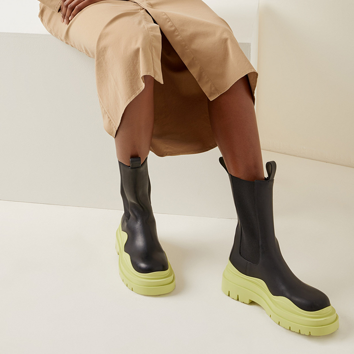 Black/Fruit Green Chelsea Boots - Arno Conti Shoe