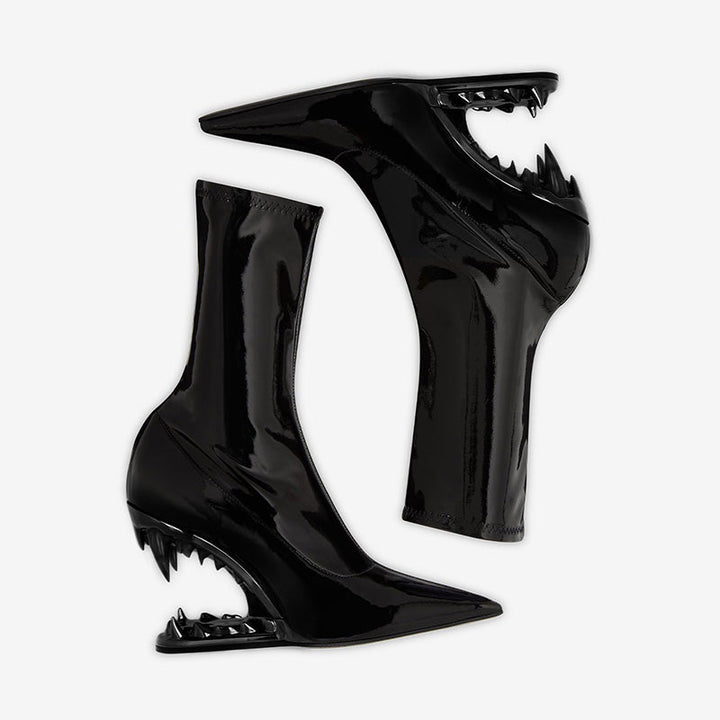 All-Black Stretch Heel Ankle Boots - Arno Conti Shoe