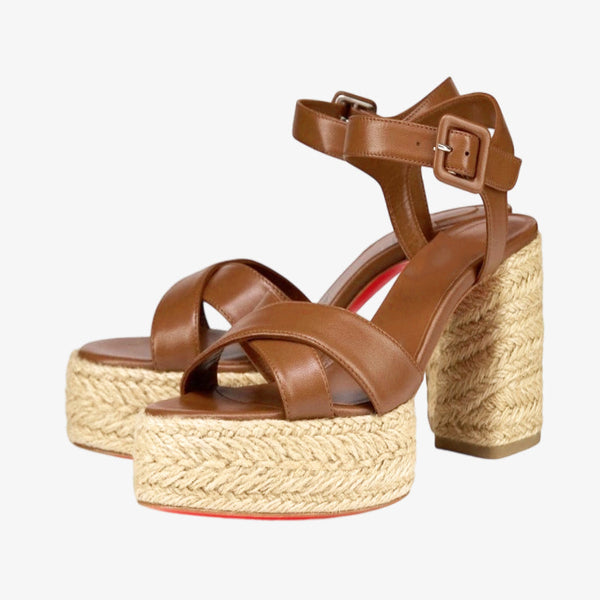 Brown Leather Espadrille Sandal