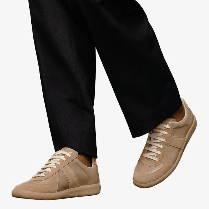 Apricot Leather and Suede Sneakers - Arno Conti Shoe