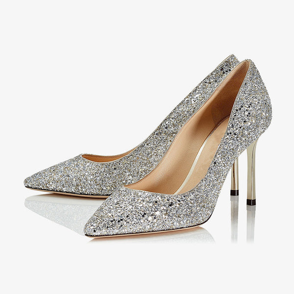 Champagne Glitter Evening Heels