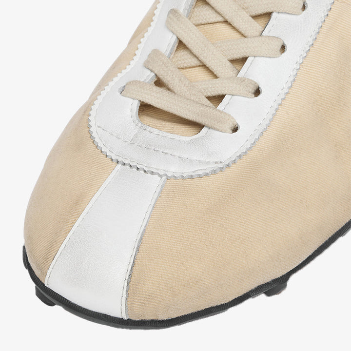 Beige Vintage-Inspired Low Top Sneakers - Arno Conti Shoe