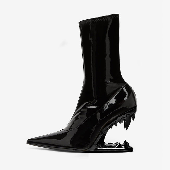 All-Black Stretch Heel Ankle Boots - Arno Conti Shoe