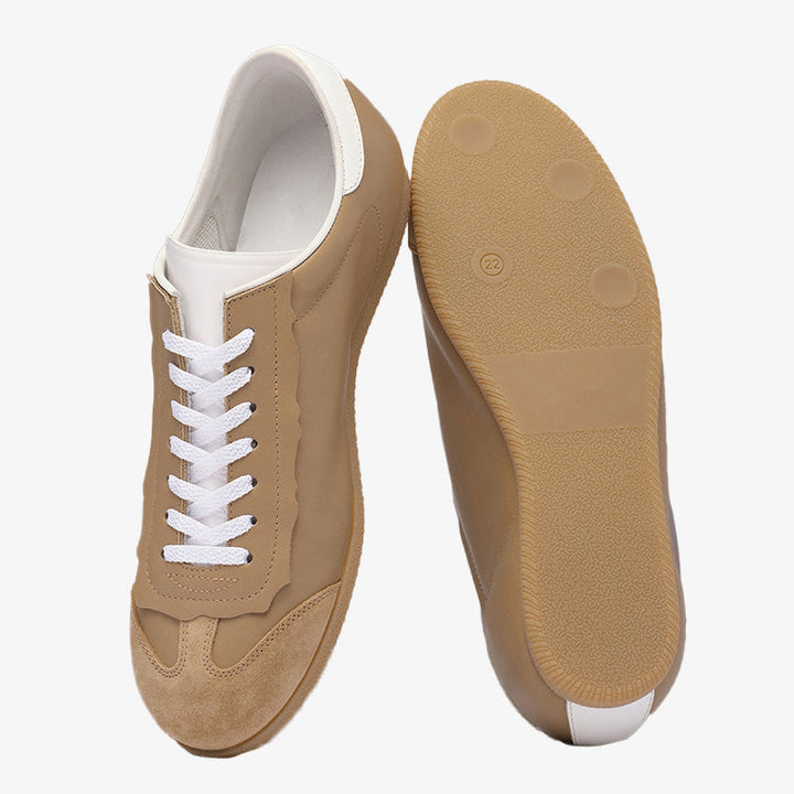 Sand Yellow Leather Lace-Up Sneakers - Arno Conti Shoe