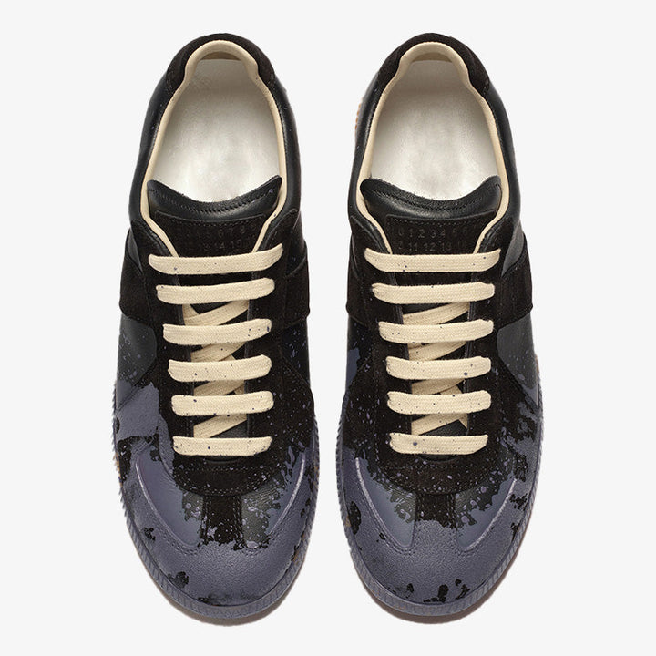 Dark Color Blocking Paint Splash Sneakers - Arno Conti Shoe