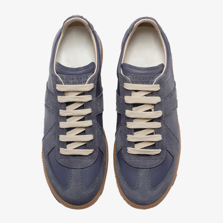 Pewter Leather and Suede Sneakers - Arno Conti Shoe