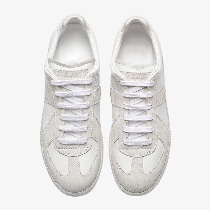 White Leather with Suede Sneakers - Arno Conti Shoe