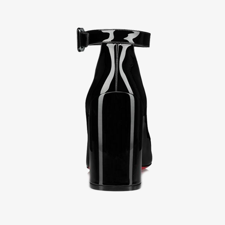 Black Patent Leather Sandal Square Buckle - ARNO CONTI