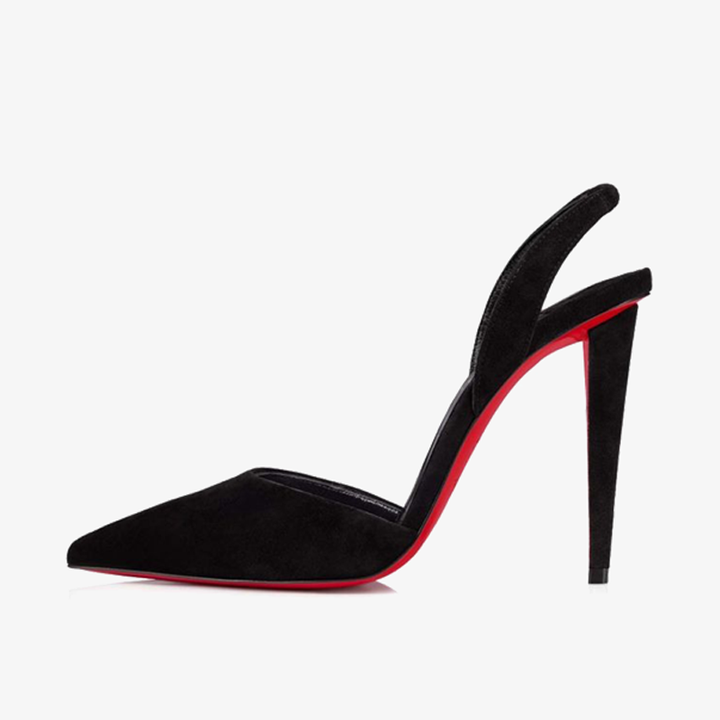 Black Calf Suede Pointed Toe Pumps - ARNO CONTI