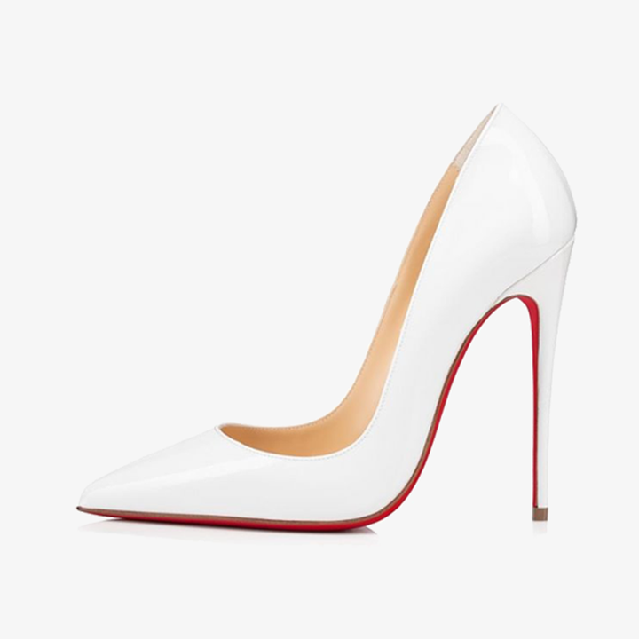 White Patent Leather Pumps with Pointed Toe - ARNO CONTI