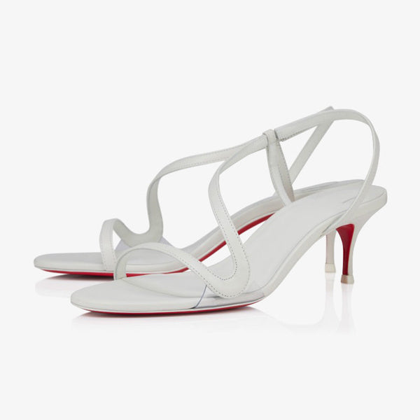 Sleek White Leather Wave Sandals