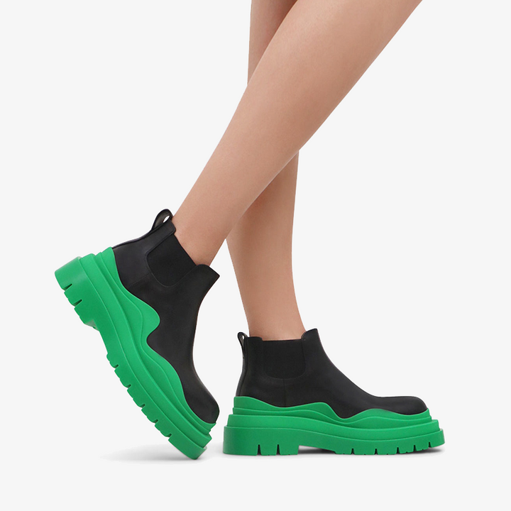 Black/Green Cropped Chelsea Boots - Arno Conti Shoe