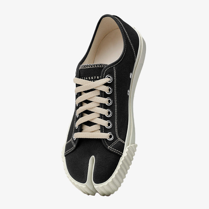 Black And White Luxury Avant-Garde Split-toe Sneakers - Arno Conti Shoe