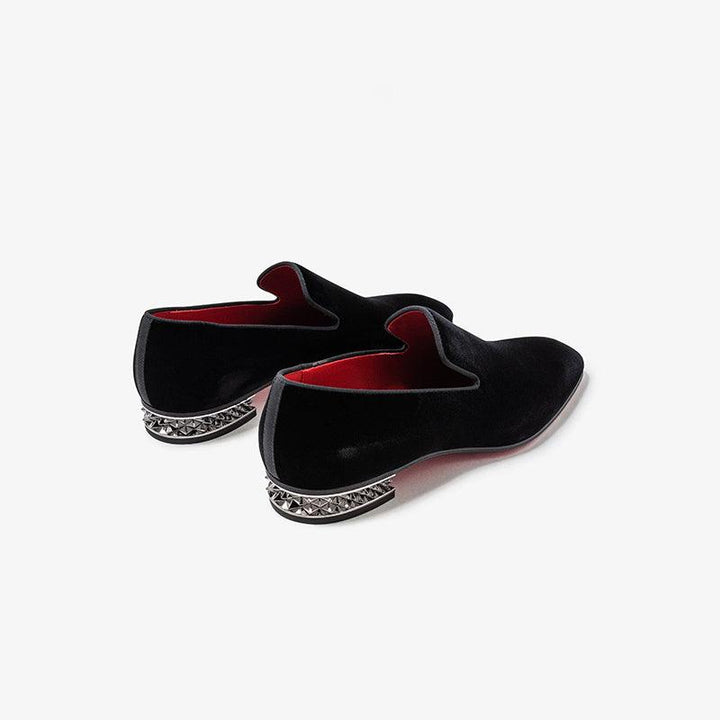 Rock 'n' Roll Velvet Loafers with Silver Spikes - ARNO CONTI
