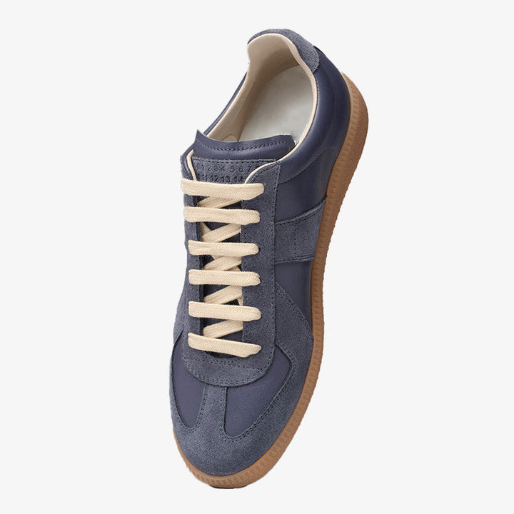Pewter Leather and Suede Sneakers - Arno Conti Shoe