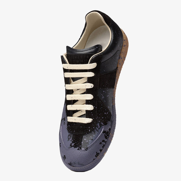 Dark Color Blocking Paint Splash Sneakers - Arno Conti Shoe