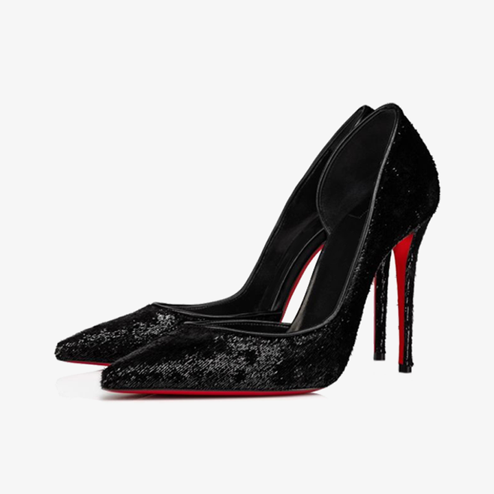 Trendy Black Laminated Velvet Pump - ARNO CONTI