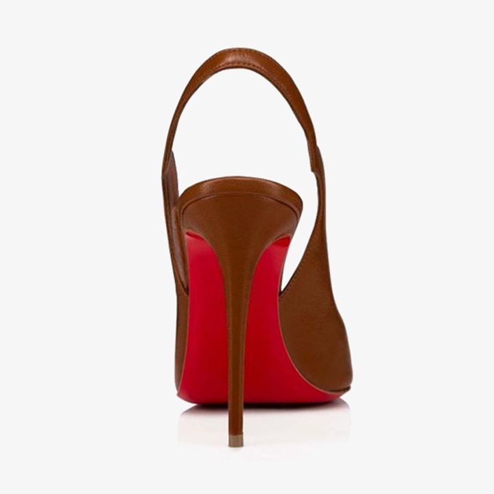 Brown Nappa Leather Cut-Out Heels - ARNO CONTI