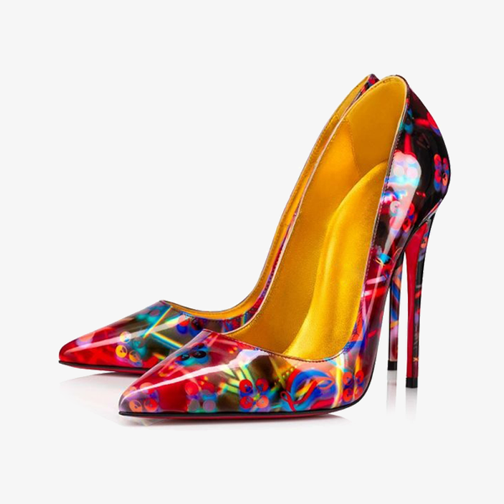 Multicolored Print Patent Leather Pumps - ARNO CONTI