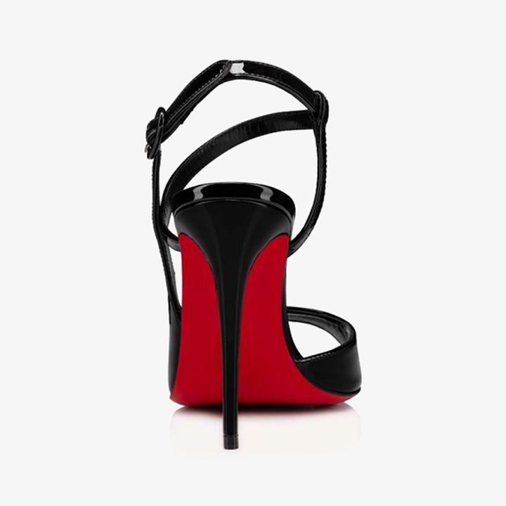 Black Patent Leather Stiletto Sandal - ARNO CONTI