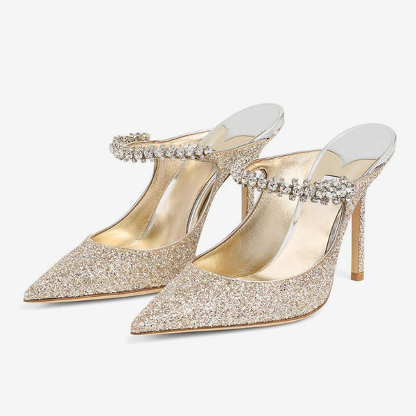 Sand Glitter Stiletto Mules