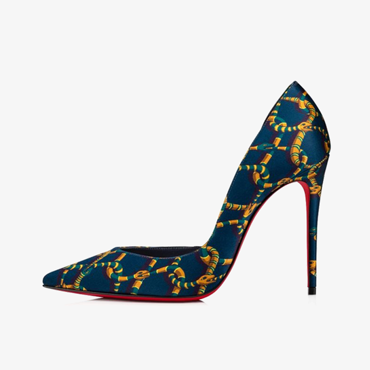 Midnight Blue satin Pump with Plunging Decollete - ARNO CONTI