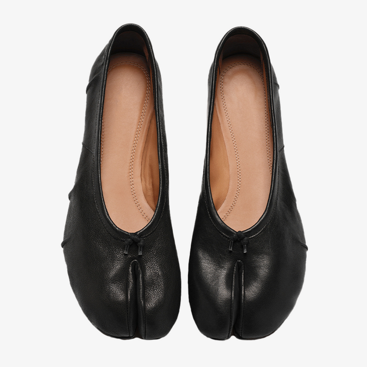 Split-toe Calf Leather Ballet Flats - Arno Conti Shoe