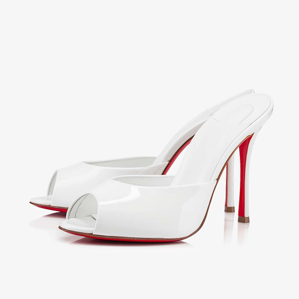 White Patent Calf Peep-Toe Pumps