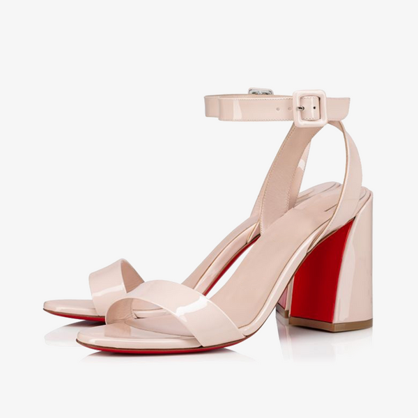 Elegant Beige Patent Leather Sandal