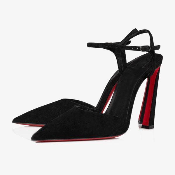Black Velvet Beak-Toe Pumps