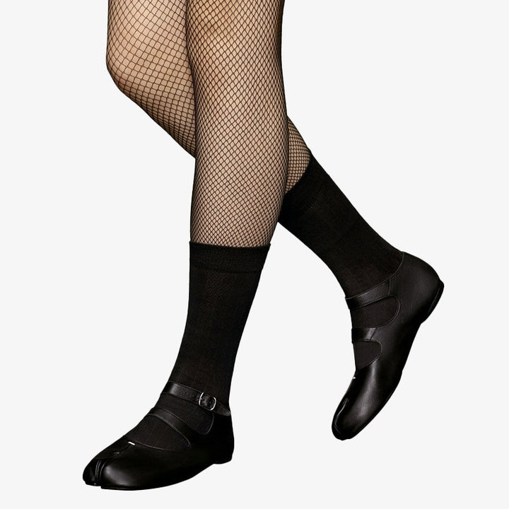 Leather Split-toe Ballerinas with Rope Bow - Arno Conti Shoe