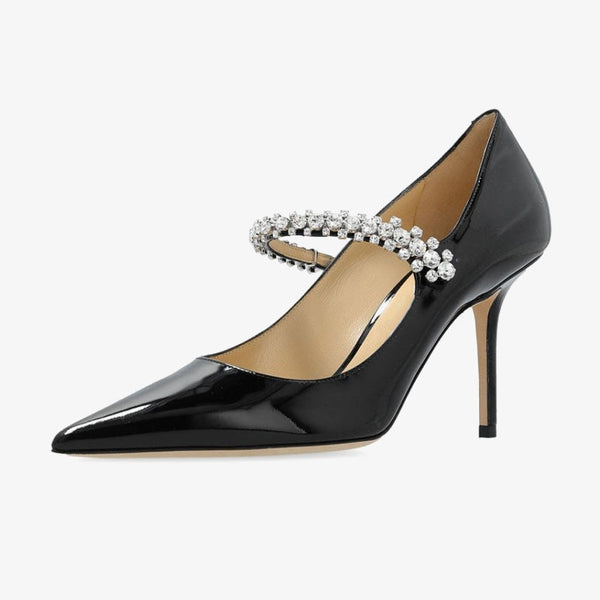 Black Patent Bead Accents Pumps
