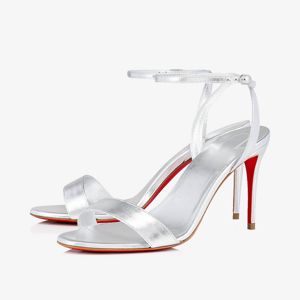 Sophisticated Silver Laminated Calf Leather Sandals