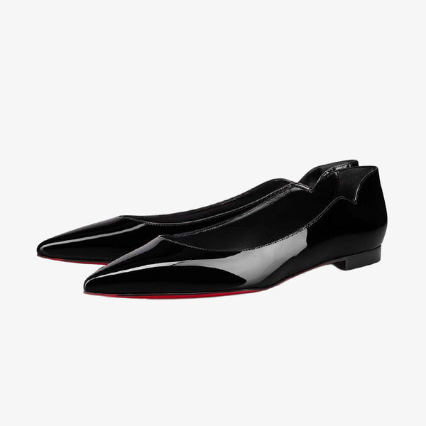 Black Patent Pointed Toe Flat