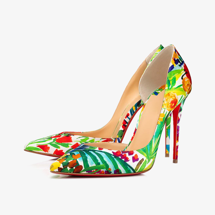 Multi-color Floral Satin Crepe Pumps - ARNO CONTI