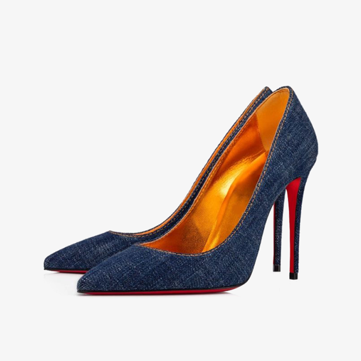 Blue Denim Pump with Low-Cut Vamp - ARNO CONTI