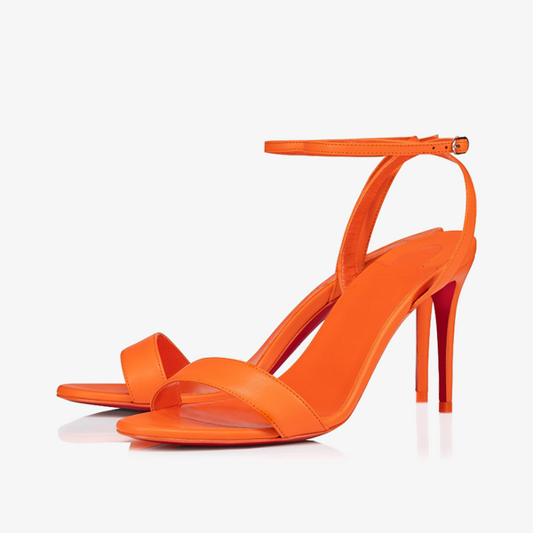 Elegant Orange Leather Strappy Sandal