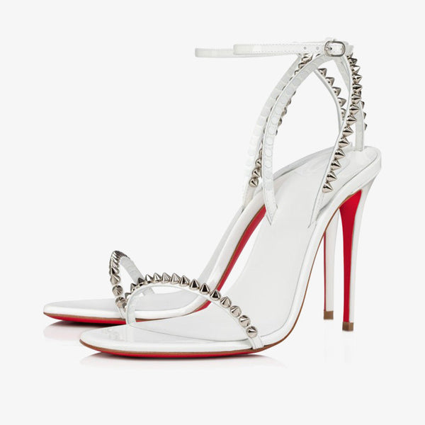 Striking White Patent Stiletto Sandals