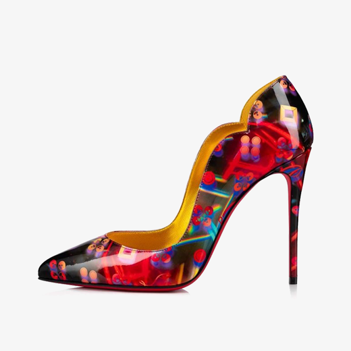 Multicolor Patent Pumps with V-Shaped Notches - ARNO CONTI