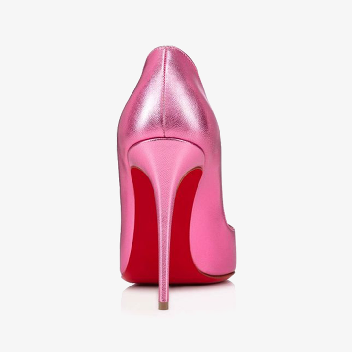 Pink Leather Stiletto with Red Sole - ARNO CONTI