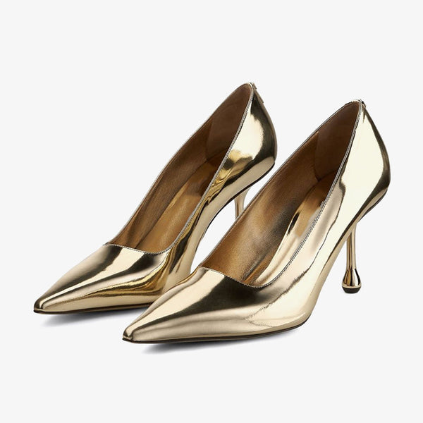Radiant Gold Patent Leather Pumps